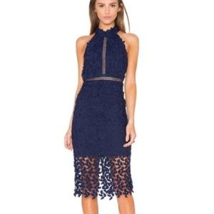Bardot Bodycon Lace Midi Dress